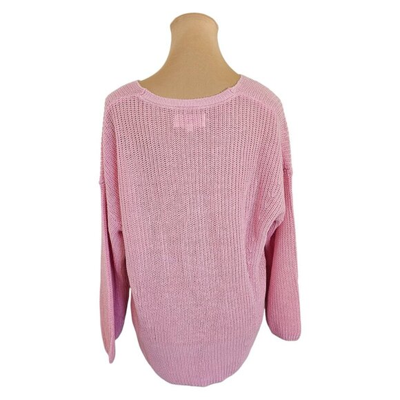 Part Two Etrona Linen Knit Pink Long Sleeve Sweater Sz L - Picture 8 of 12